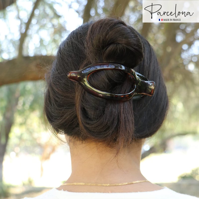 Parcelona French Wide Beak Celluloid Tortoise Shell Girls Side Slide-in Barrette Clip Strong Hold No Slip Grip Claw Hair Clip Clamp Clutcher Fashion Durable and Styling, Made in France (Shell) - Image 2